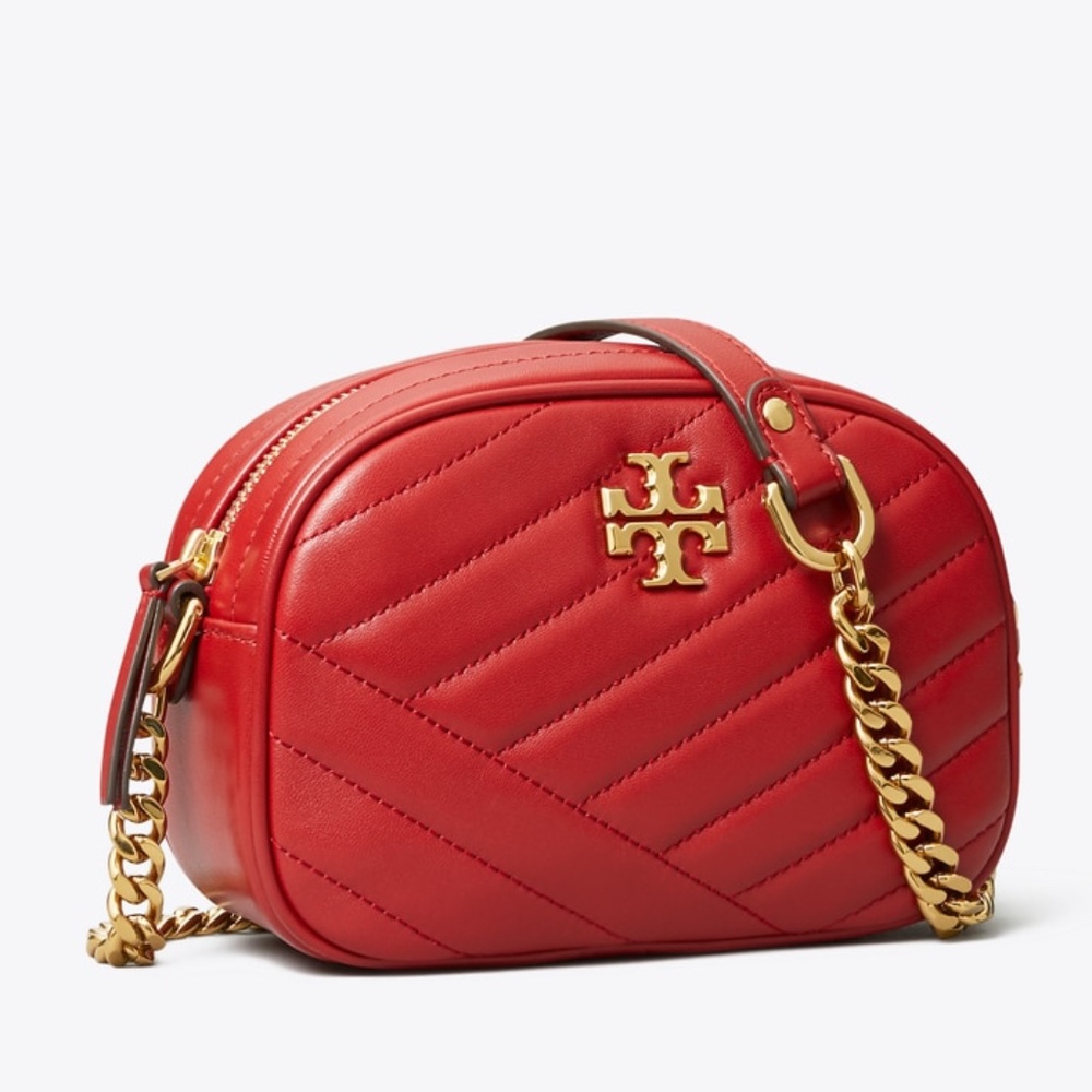 NEW Tory Burch Kira Chevron Red Apple Leather Small Camera Bag/Crossbody Bag - Picture 12 of 12